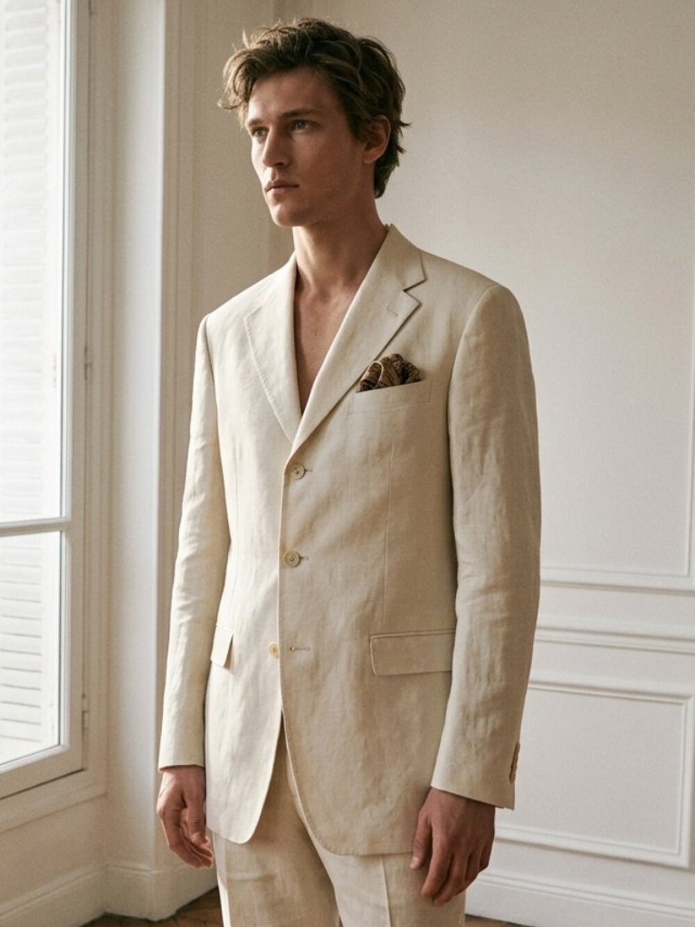 Mantoni Men's Single-Breasted 100% Linen Blazer Size 44L